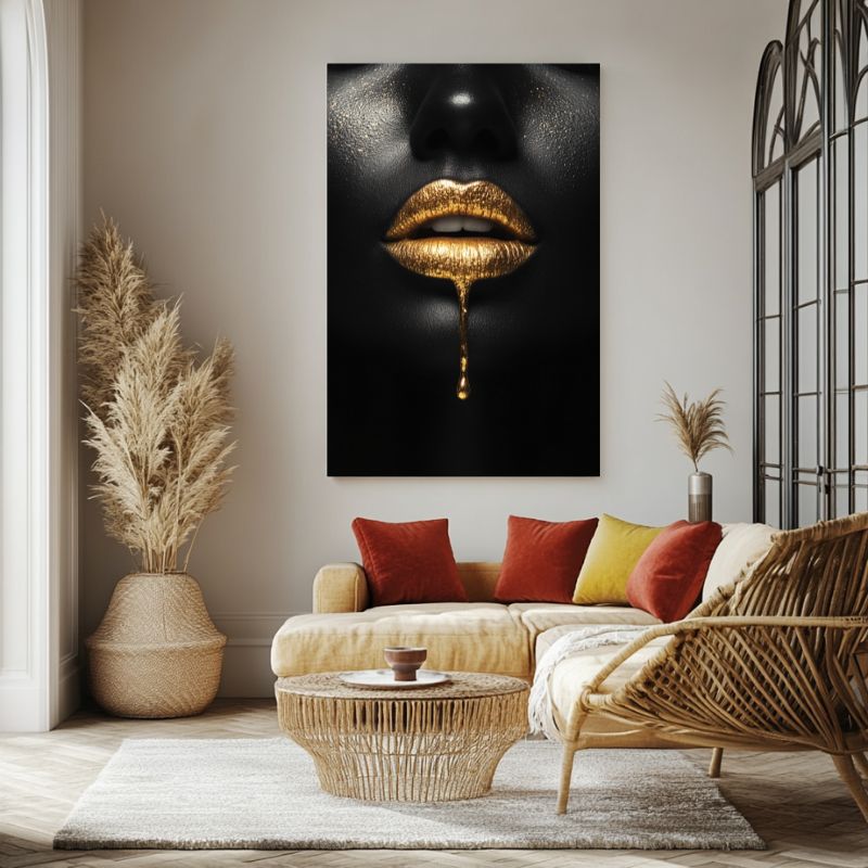 tableau_moderne_design_levres_dorees
