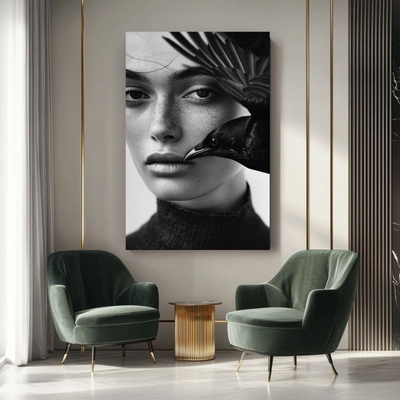 tableau moderne femme portrait noir et blanc