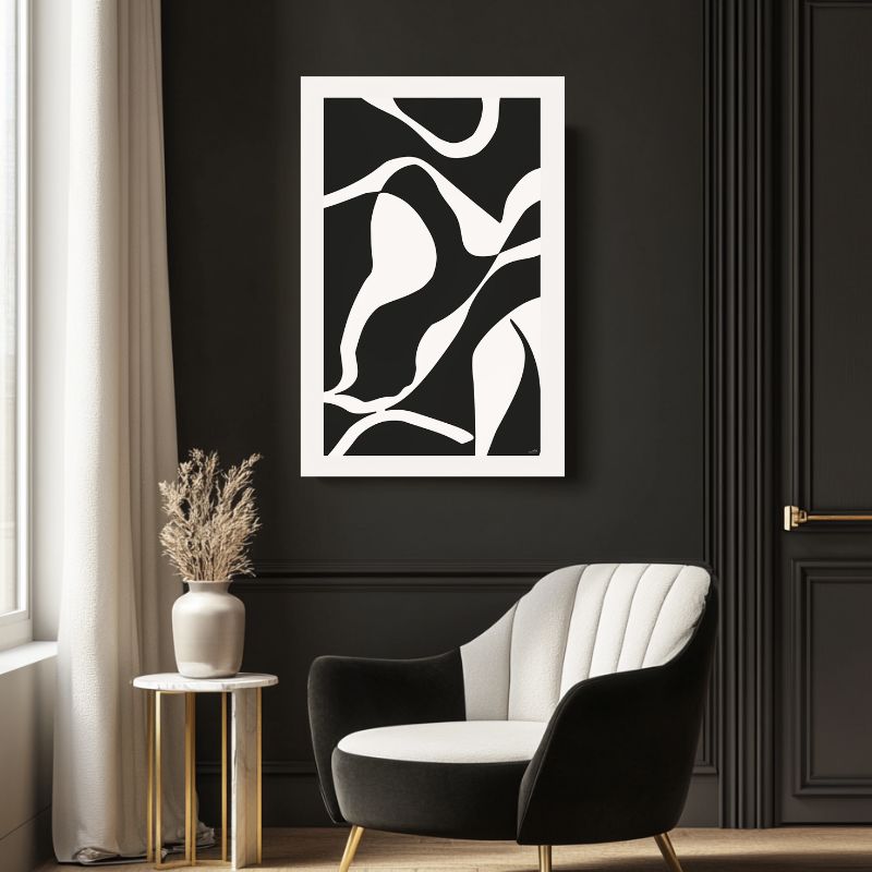 tableau moderne noir et blanc pour salle à manger contemporain