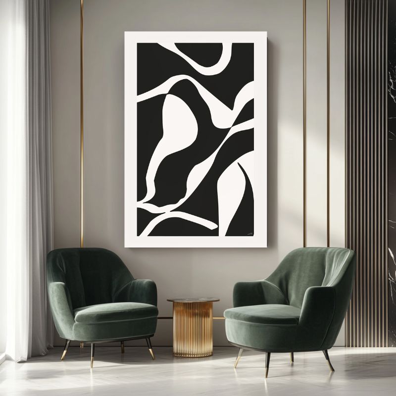 tableau moderne noir et blanc pour salle à manger élégant