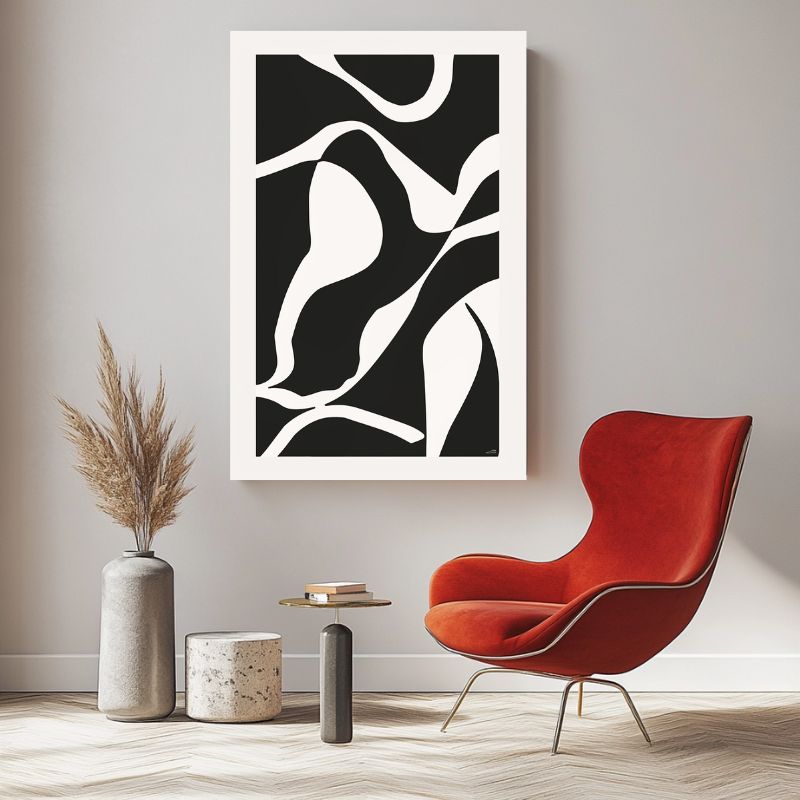tableau moderne noir et blanc pour salle à manger minimaliste