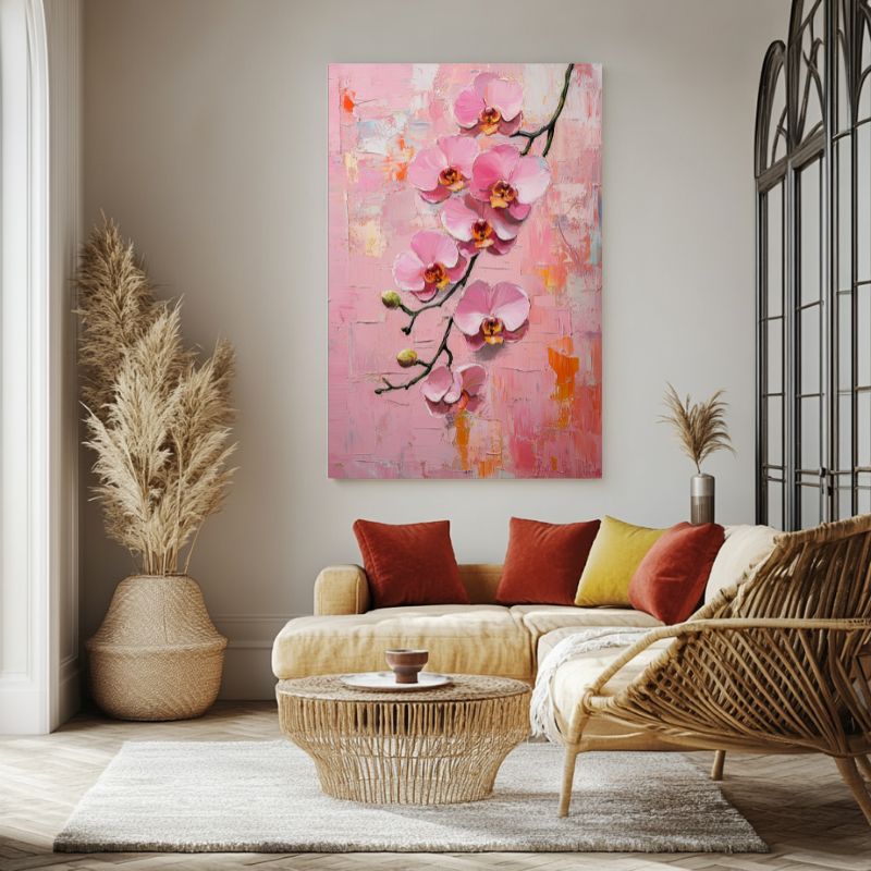 tableau_orchidee_rose_fleurs_tropicales