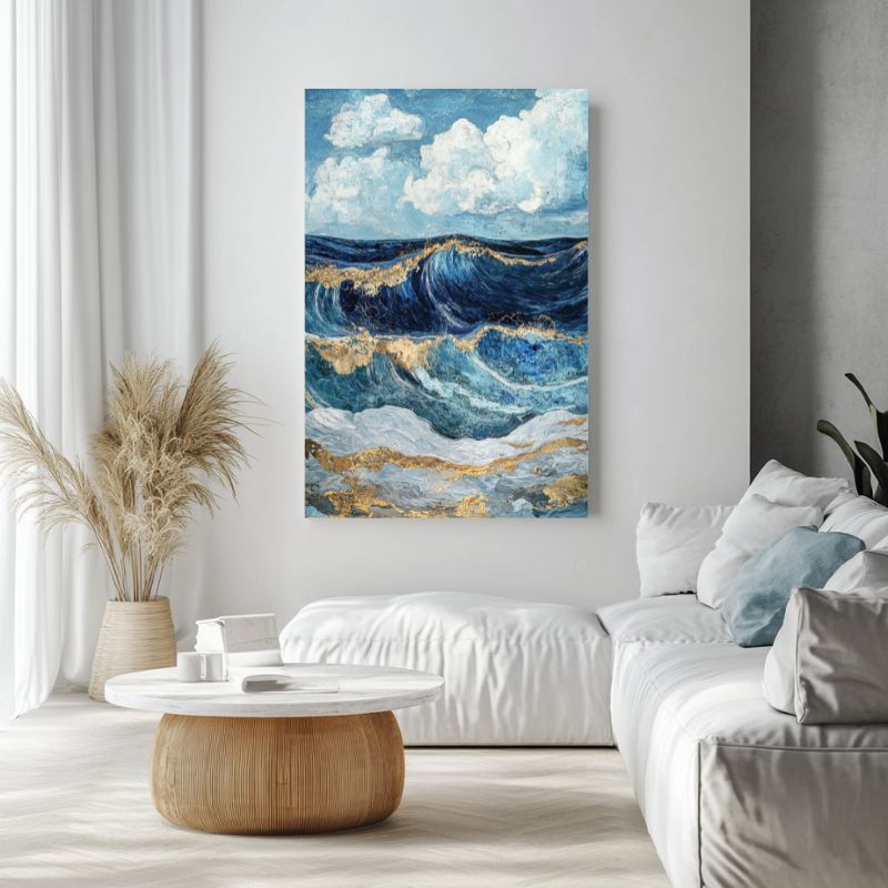 tableau_paysage_mer_vagues_bleues