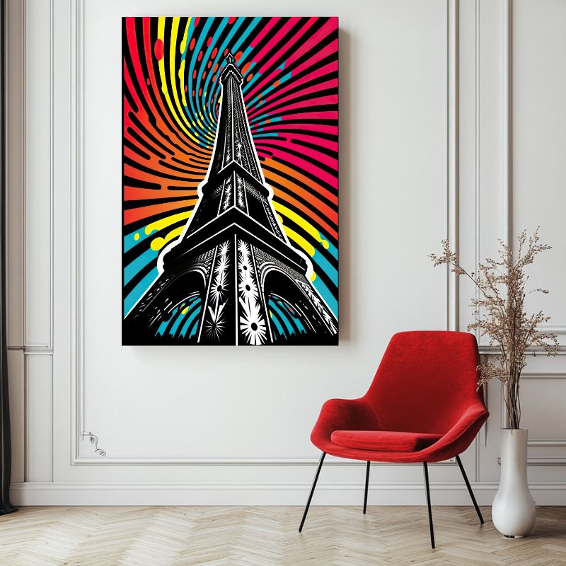 tableau_pop_art_Tour_Eiffel_style_psychedelique