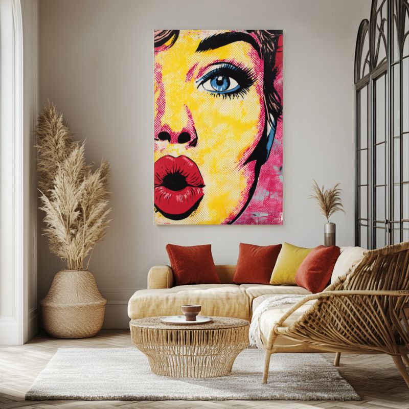 tableau_pop_art_bouche_visage_colore