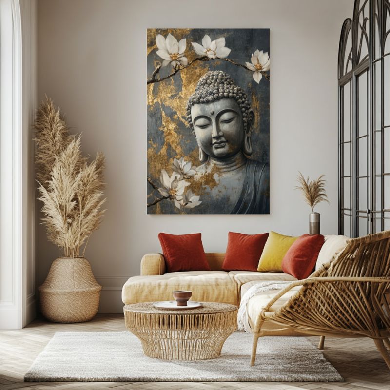tableau_vertical_zen_Bouddha_magnolia