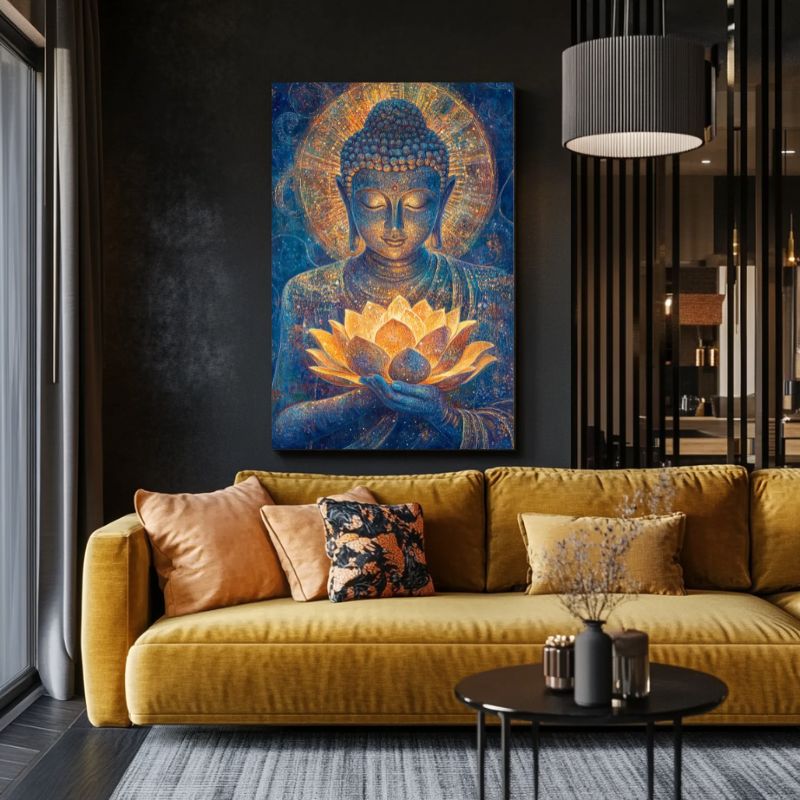 tableau_zen_fleur_de_lotus_doree