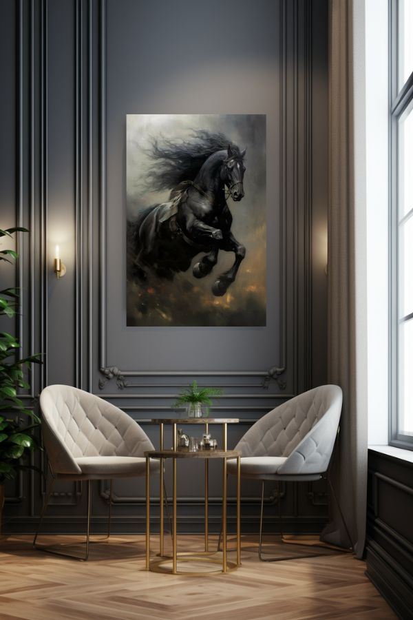 Tableau Cheval Noir