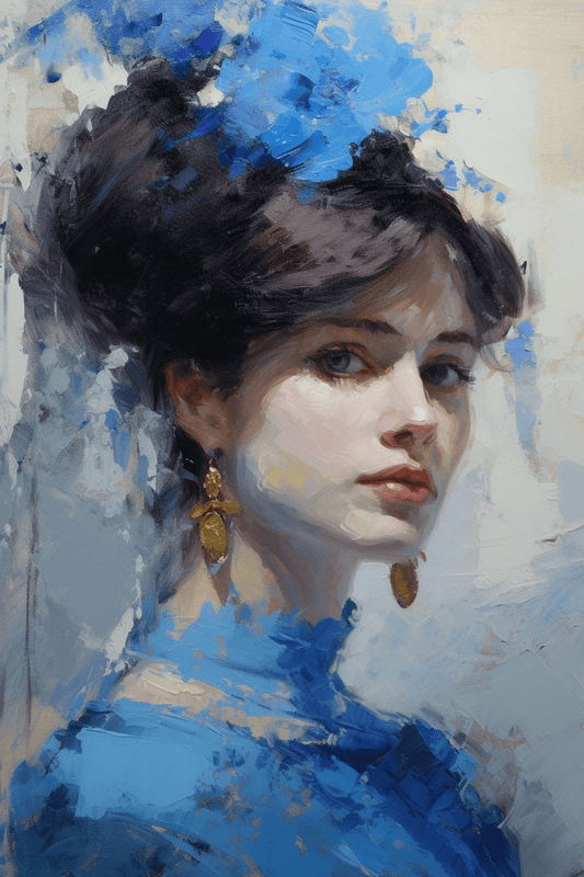 tableau femme bleu