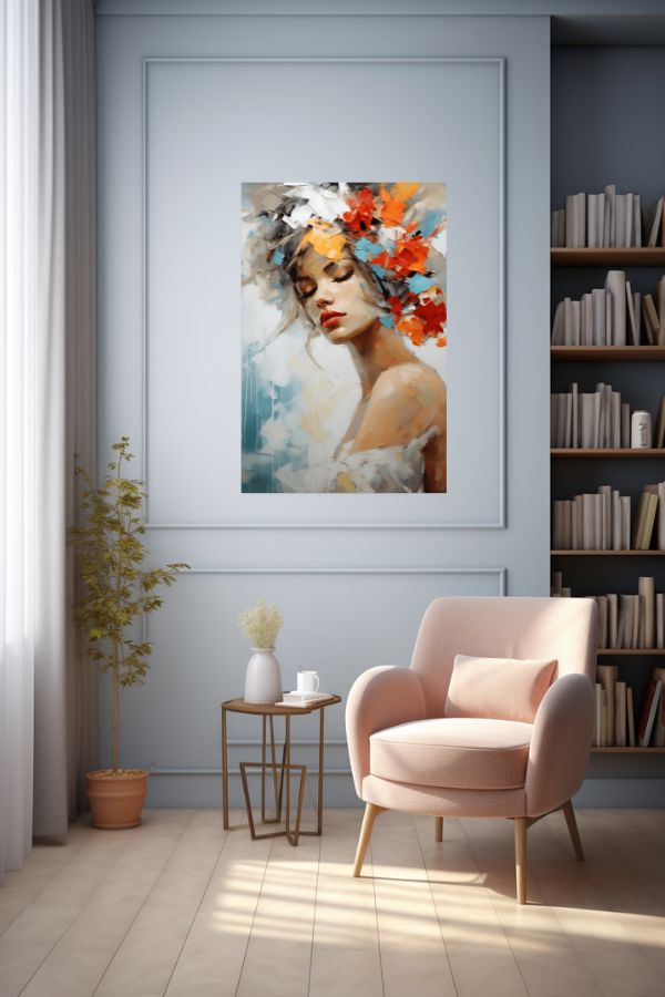 Tableau Femme Fleurs Cheveux