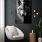 Tableau Loup Noir et Blanc salon