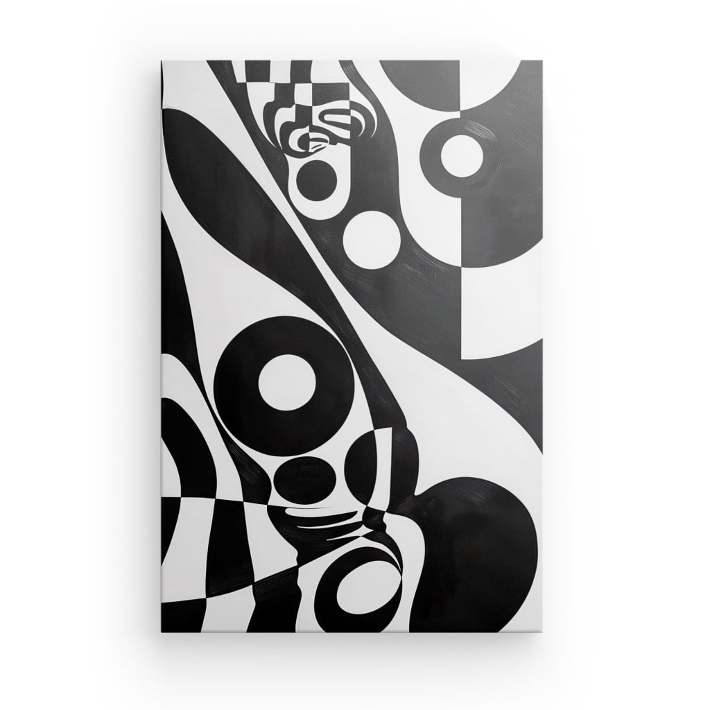 Tableau Abstrait Noir et Blanc Vintage