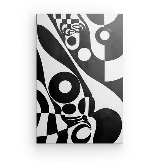 Tableau Abstrait Noir et Blanc Vintage