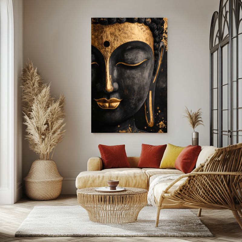 Tableau_Bouddha_noir_et_or_luxueux