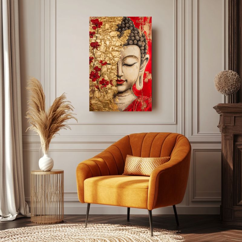 Tableau_Bouddha_rouge_serein