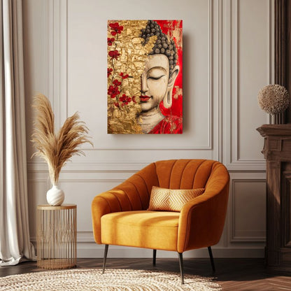 Tableau_Bouddha_rouge_serein