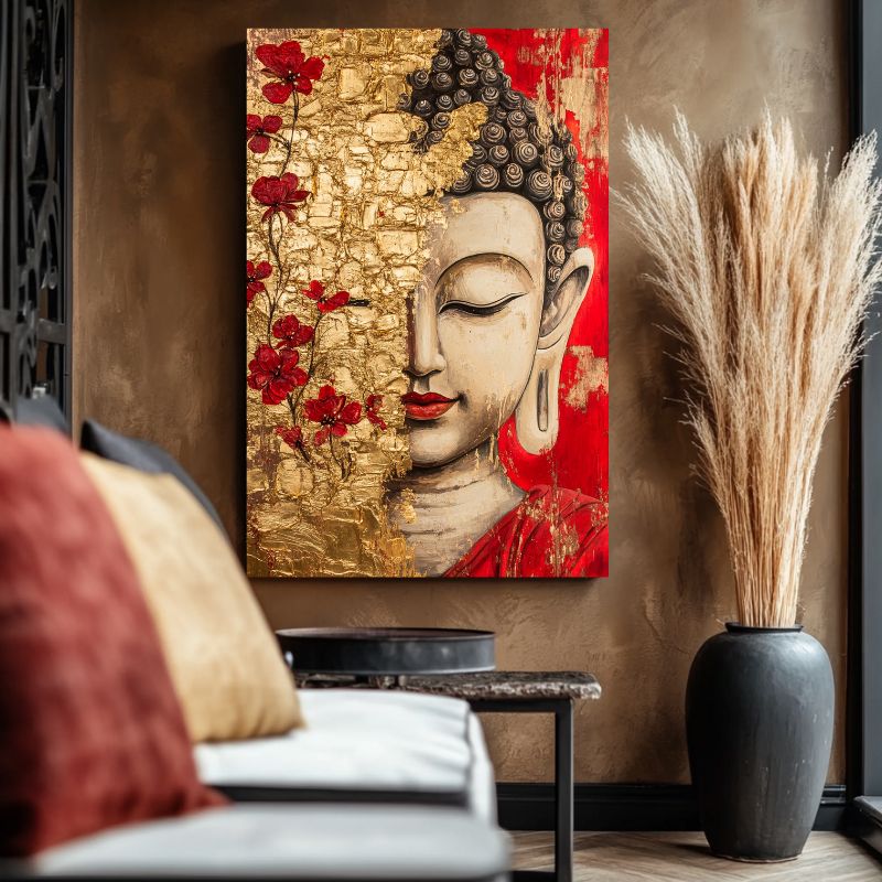Tableau_Bouddha_rouge_zen
