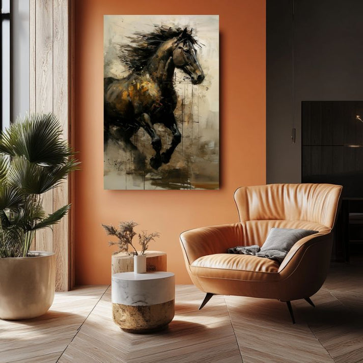 Tableau Cheval Crépuscule Chevaux Marrons