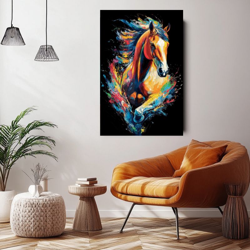 Tableau_Cheval_Multicolore_pour_salon