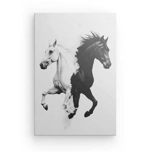 Tableau Cheval Noir et Blanc