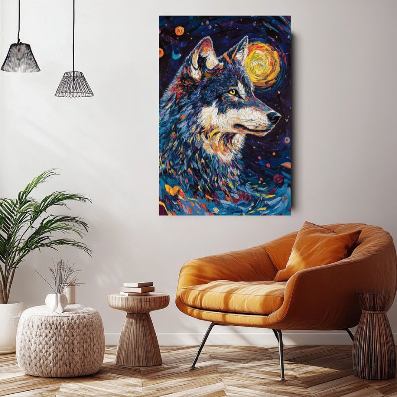 Tableau_Loup_Paysage_avec_lune