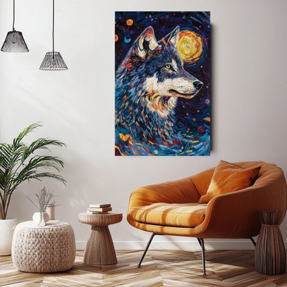 Tableau_Loup_Paysage_avec_lune