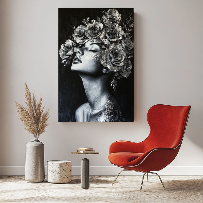 Tableau_Moderne_Roses_d_Argent_chic