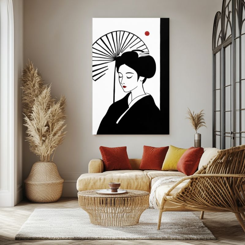 Tableau_japonais_noir_et_blanc_ombrelle