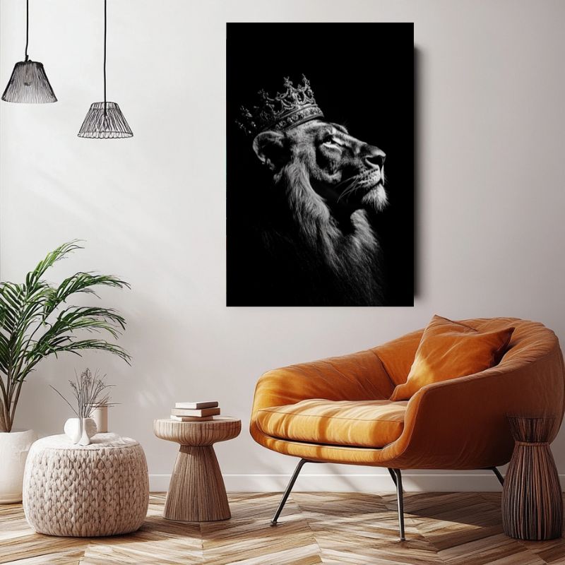 Tableau_lion_couronne_noir-blanc