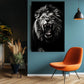Tableau_lion_qui_rugit_noir-blanc