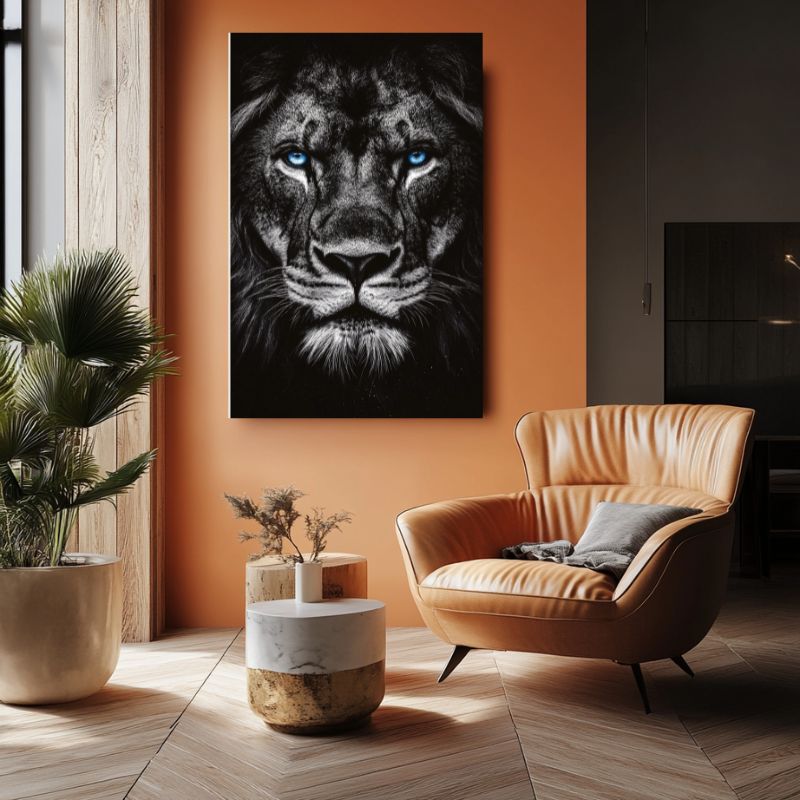 Tableau_lion_yeux_bleus_pour_salon