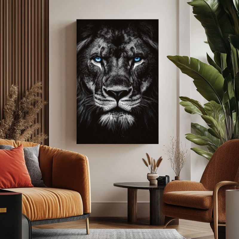Tableau_lion_yeux_couleurs_bleus