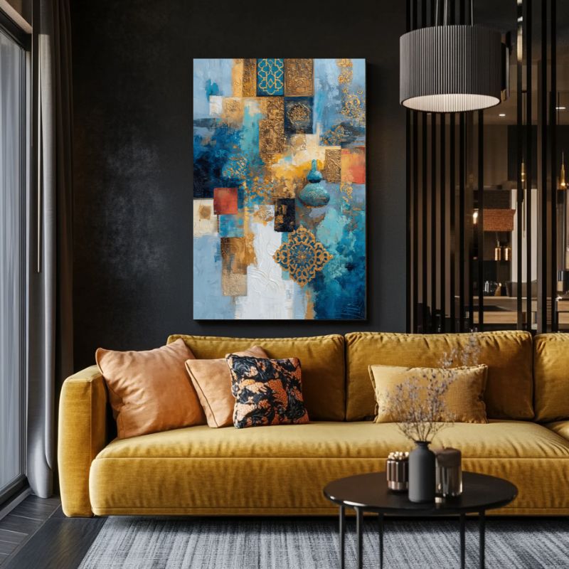 Tableau_motif_oriental_bleu