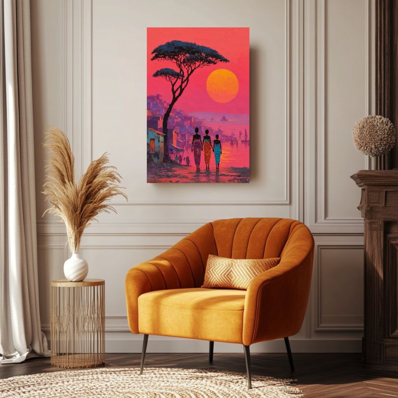 Tableau_village_africain_colore