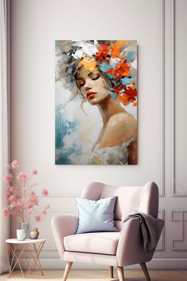 Tableau Femme Fleurs Cheveux