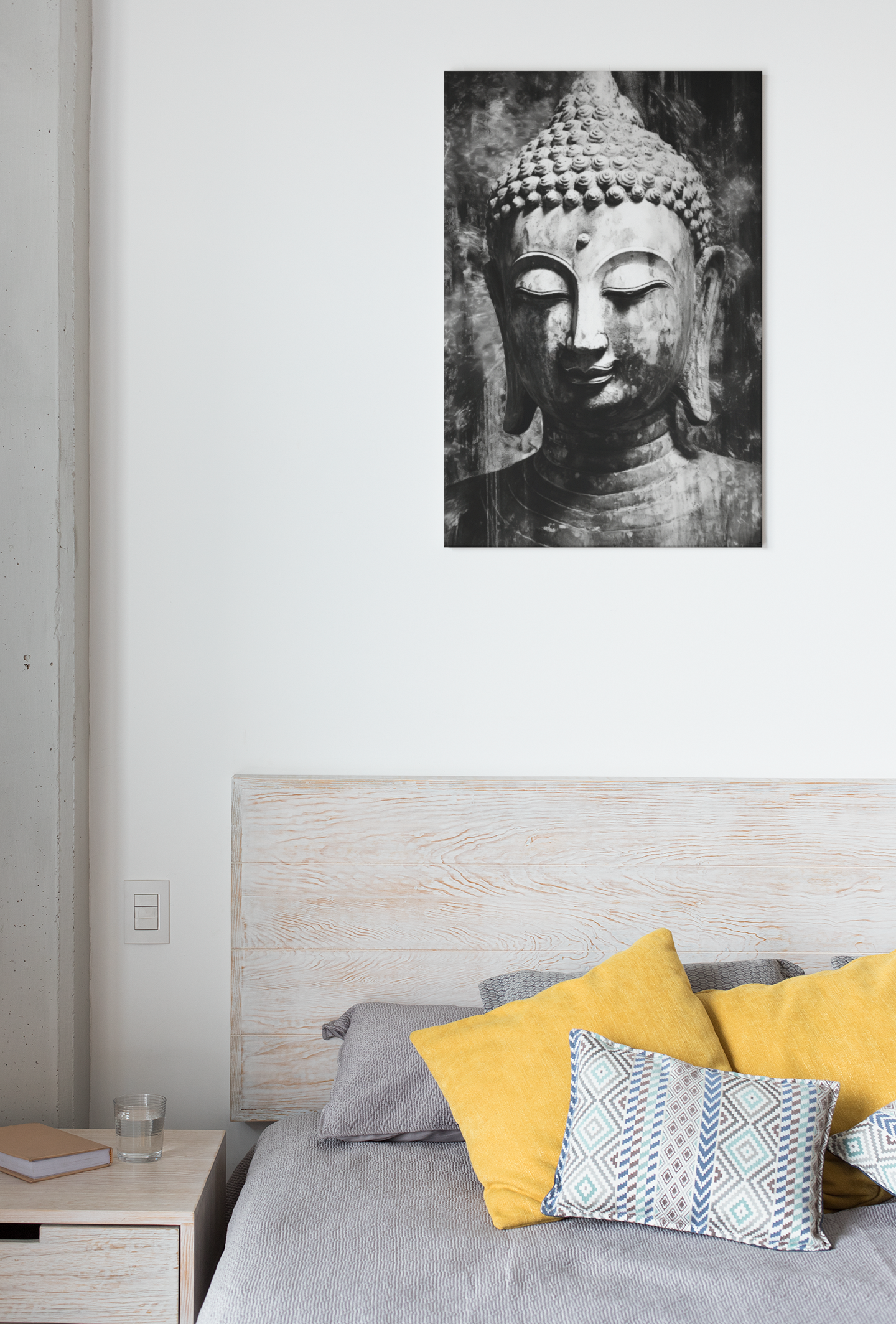 Toile Bouddha Noir et Blanc