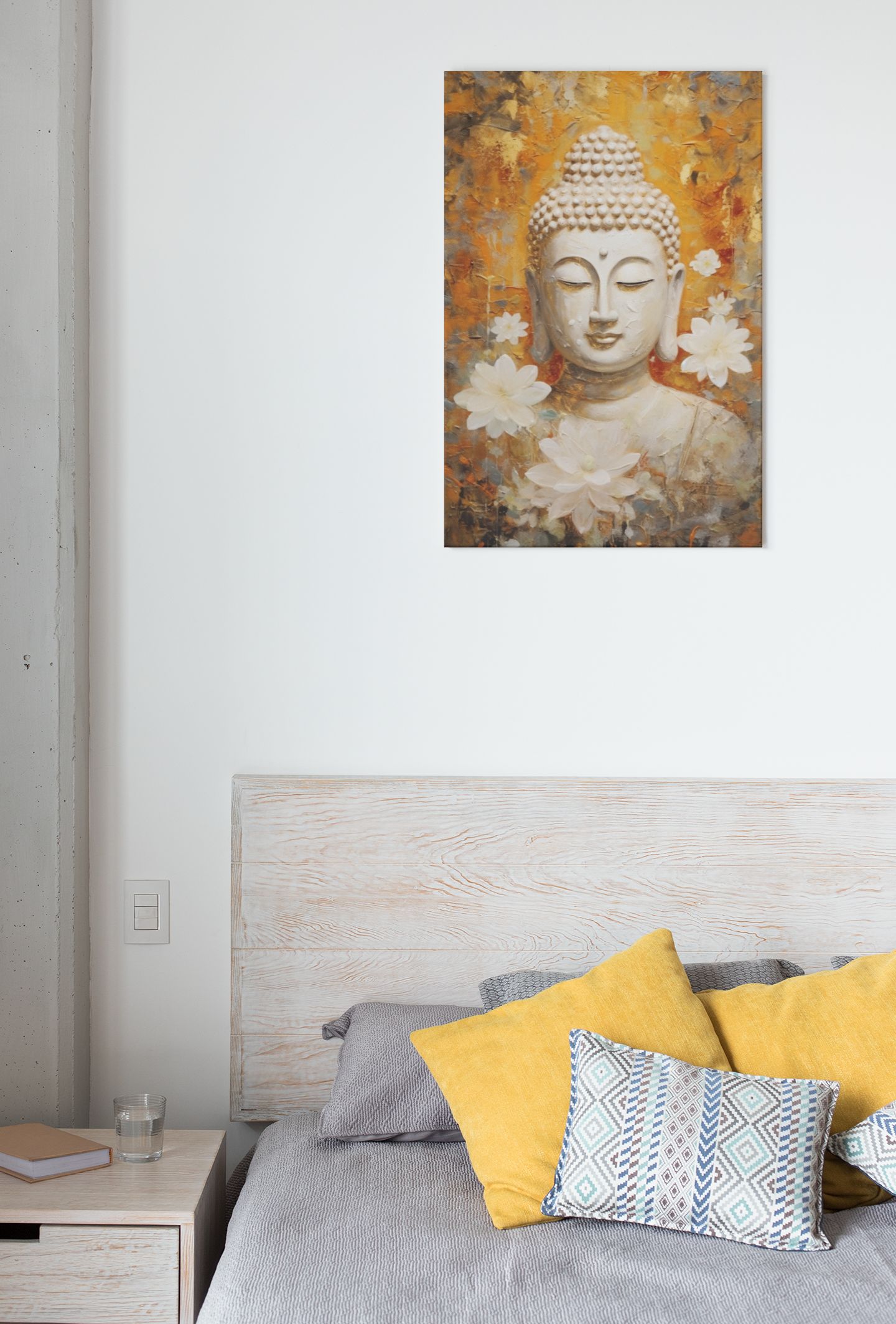 Toile Bouddha Blanc