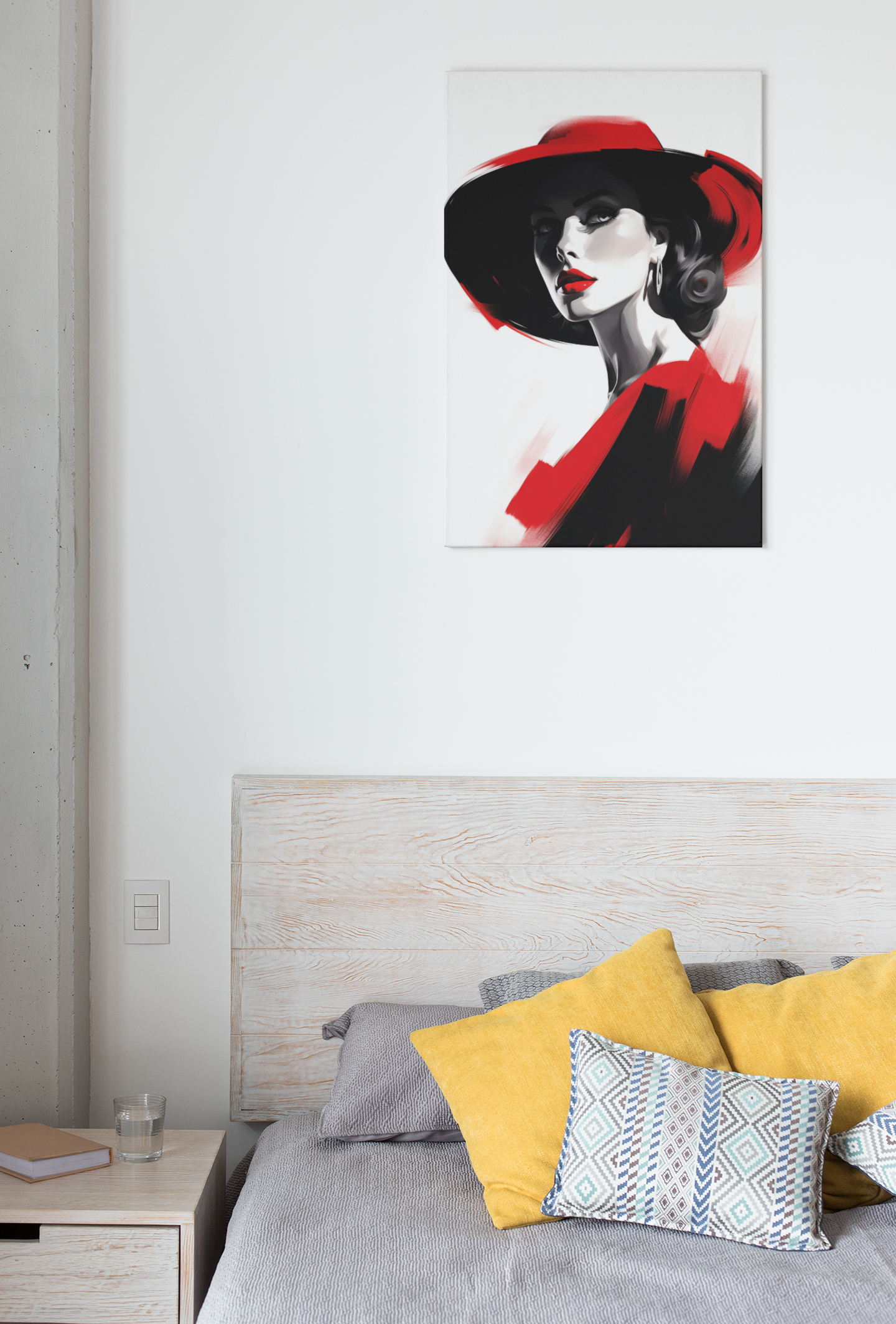 Tableau Femme Chapeau Rouge