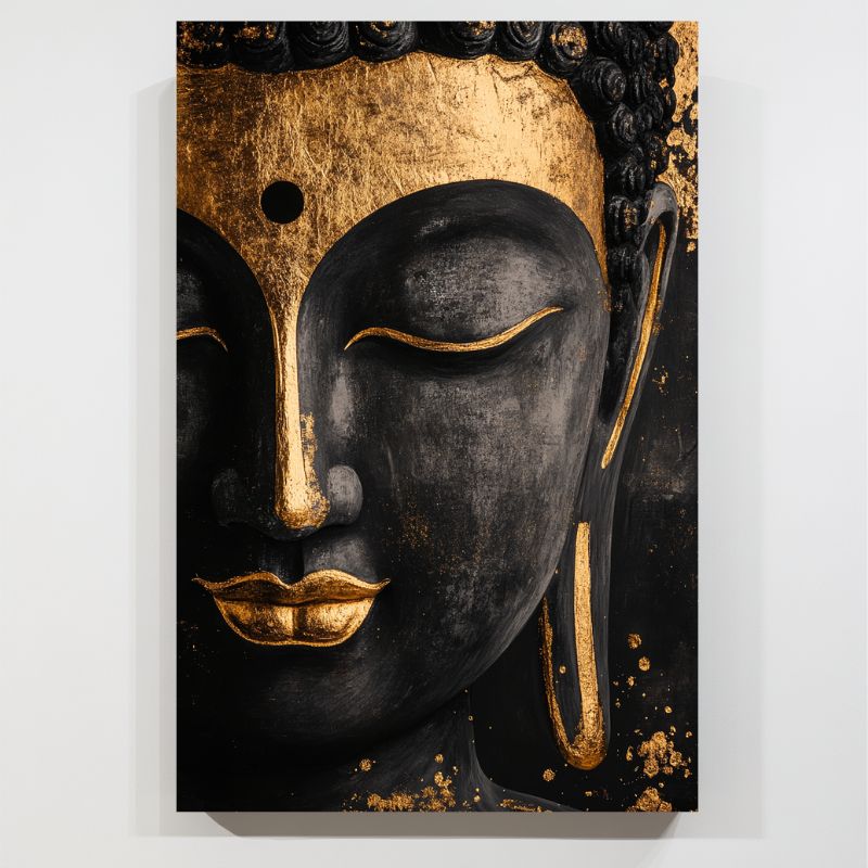 Toile_Bouddha_noir_et_or
