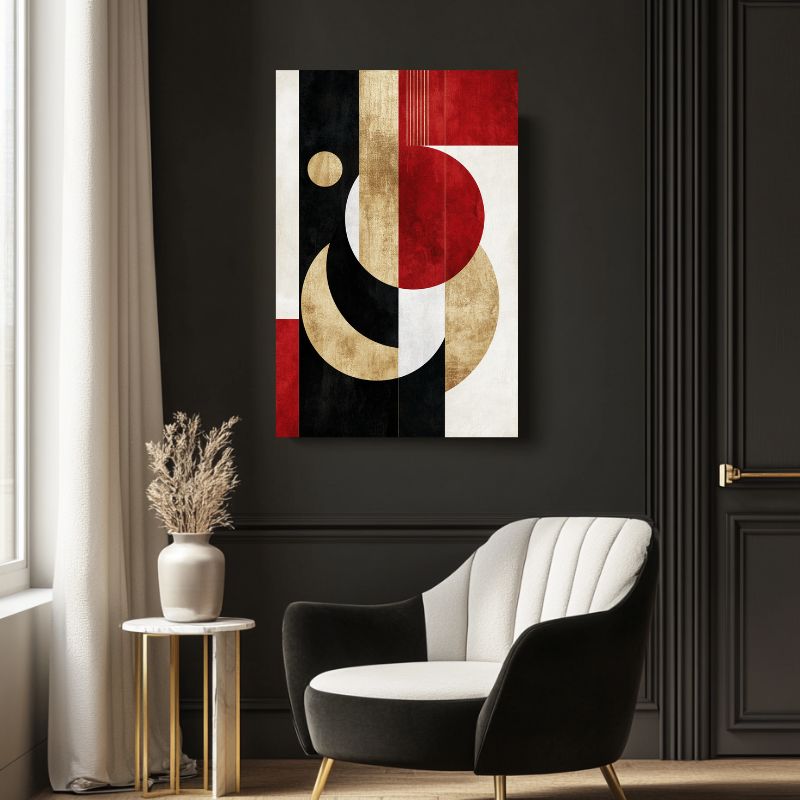 Toile abstraite rouge et noir