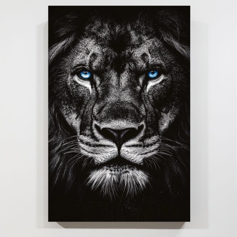 Toile_lion_yeux_bleus