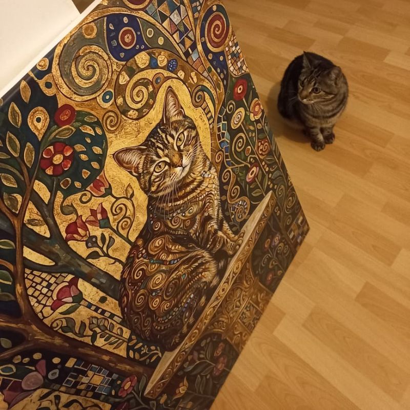 Tableau Chat Personnalisé Floral