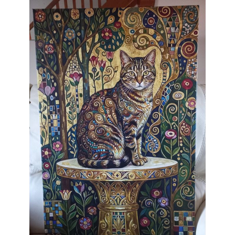 Tableau Chat Personnalisé Floral