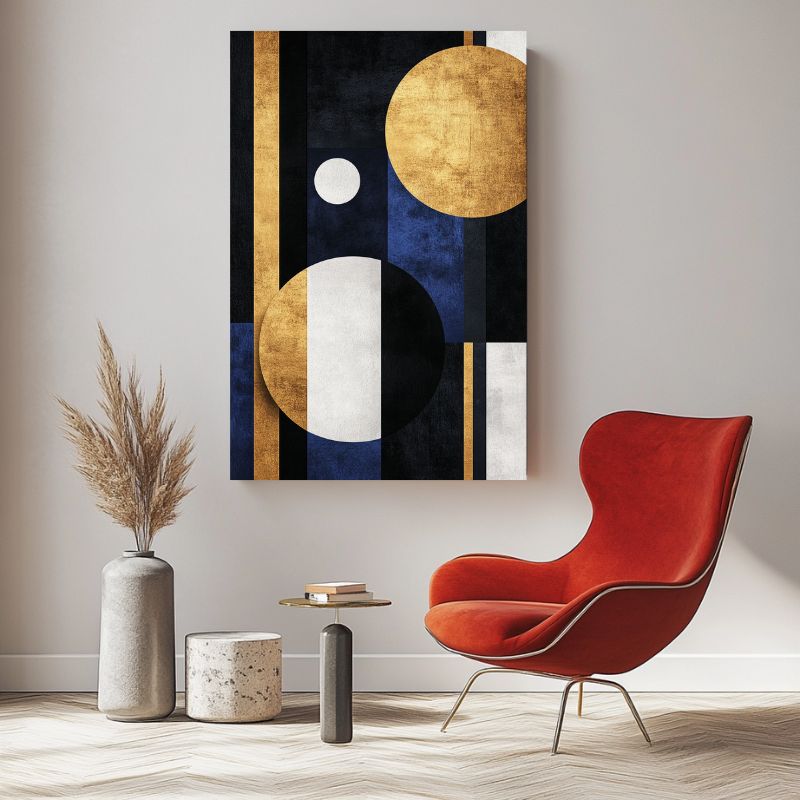 tableau abstrait bleu nuit design moderne
