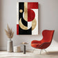 tableau abstrait rouge et noir deco