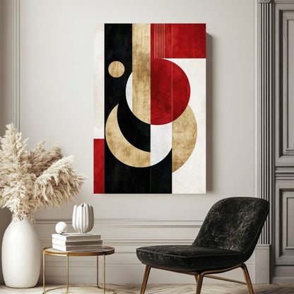 tableau abstrait rouge et noir design moderne

