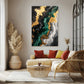 tableau_abstrait_vert_et_or_coulees_fluides