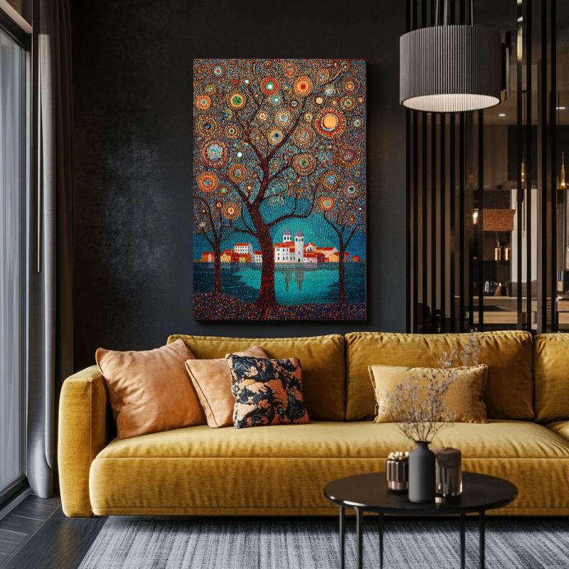 tableau_arbre_magique_pointillisme_colore