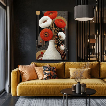 tableau_bouquets_de_fleurs_dans_vase_coquelicots