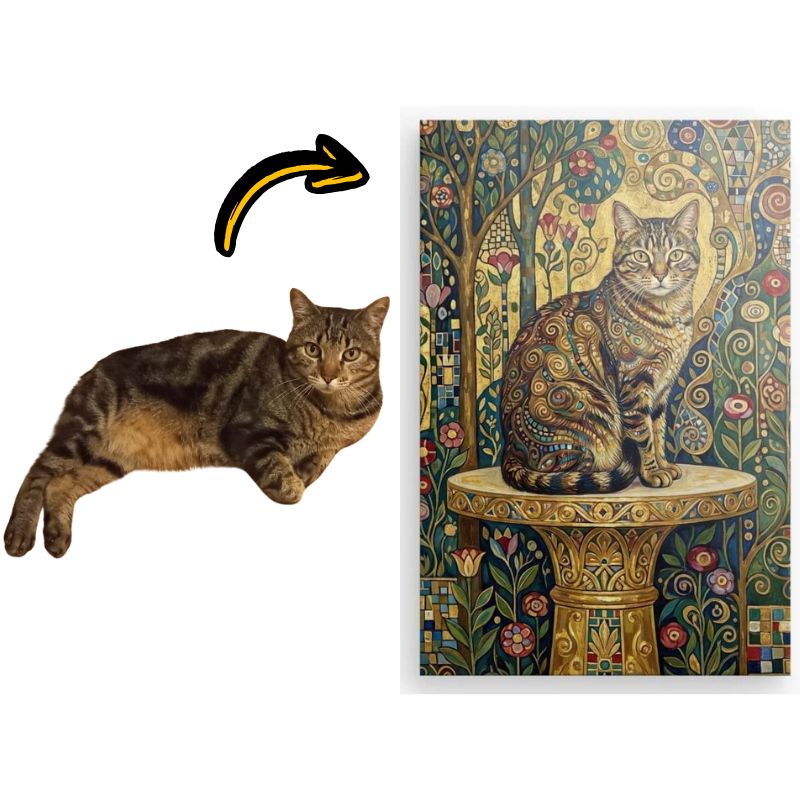 Tableau Chat Personnalisé Floral